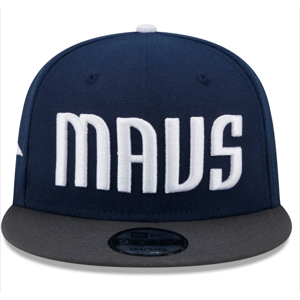 New Era Dallas Mavericks 9FIFTY Snapback Hat Navy Blue Statement Jersey Hook Cap